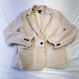British Khaki Authentic Vintage Women's XL Creme Blazer Linen Jacket
